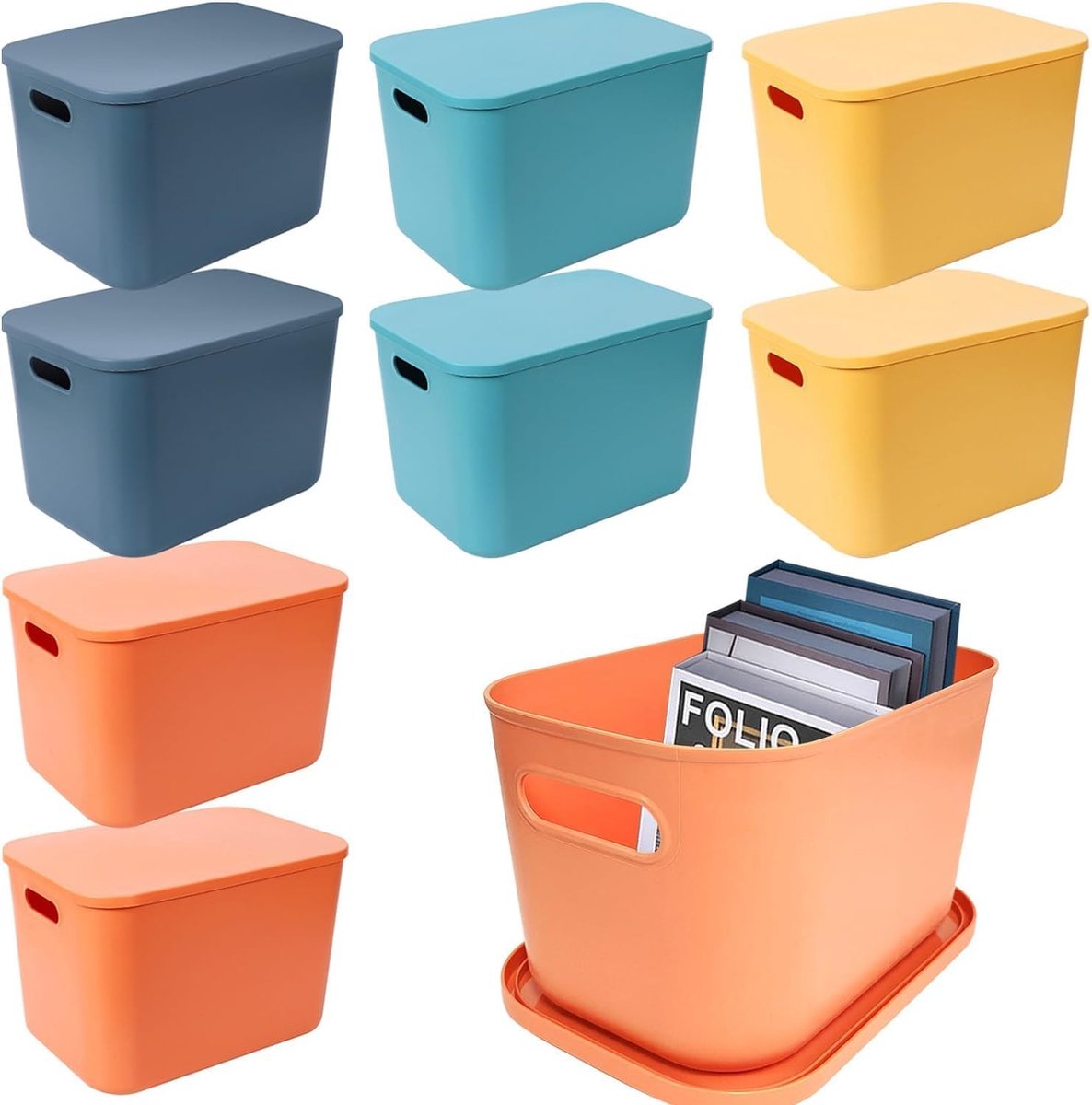 Curver opbergmand 30L met deksel - vintage wit - kunststof mand bij Planet Happy