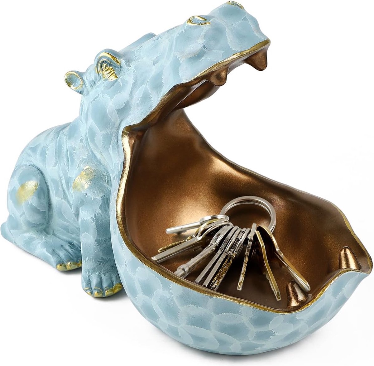 efuturetime Schaal nijlpaard, hars sleutelhouder figuur, grote mond nijlpaard standbeeld tafeldecoratie, moderne sleutelschaal voor hal, woonkamer, kantoor, geschenken, decoratie, zilver-klein efuturetime Schaal nijlpaard, hars sleutelhouder figuur, grote mond nijlpaard standbeeld tafeldecoratie, moderne sleutelschaal voor hal, woonkamer, kantoor, geschenken, decoratie, zilver-klein