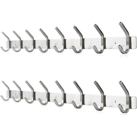 Wandgemonteerd railrek Wandhaak Metalen haak Roestvrijstalen kleerhanger met schuifhaak Gebruiksvoorwerp Ophanghaak Organisator voor thuis Badkamer Keuken (8 haken Wandgemonteerd railrek Wandhaak Metalen haak Roestvrijstalen kleerhanger met schuifhaak Gebruiksvoorwerp Ophanghaak Organisator voor thuis Badkamer Keuken (8 haken