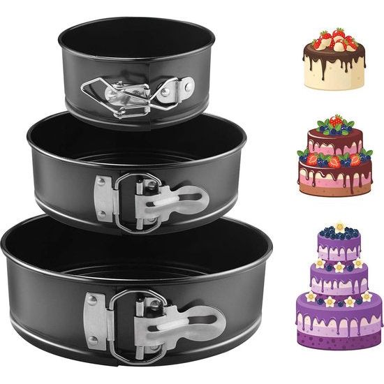 4 Kleine Springform Pan, Happybase 4-delige Nonstick Ronde Cake Pannen Mini Cheesecake Pan met Afneembare Bodem voor Mini Cheesecakes, Pizza's en Quiches