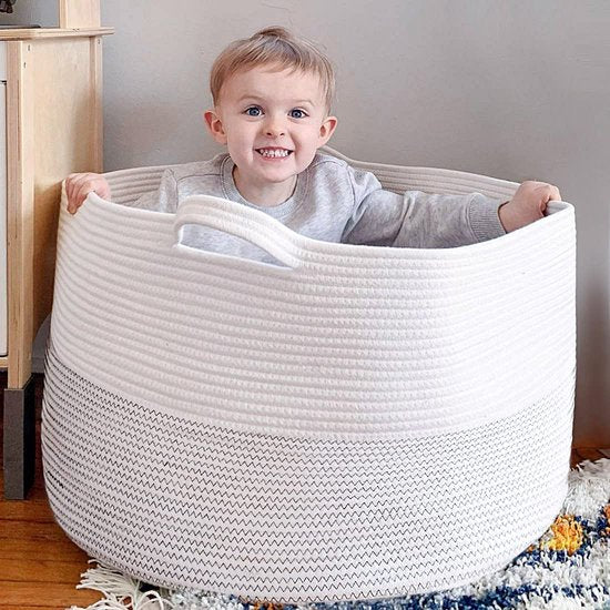 Goodpick Wasmand, katoenen touw, opbergmand, gevlochten, voor dekens, kussens, speelgoed in de kinderkamer, 40 x 35 cm (b x h), bruin