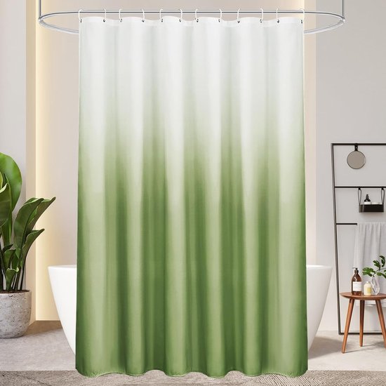 Geweven douchegordijn met ringen (180 x 200 cm) Quartz Saliegroen - Badkamer decoratie Geweven douchegordijn met ringen (180 x 200 cm) Quartz Saliegroen - Badkamer decoratie