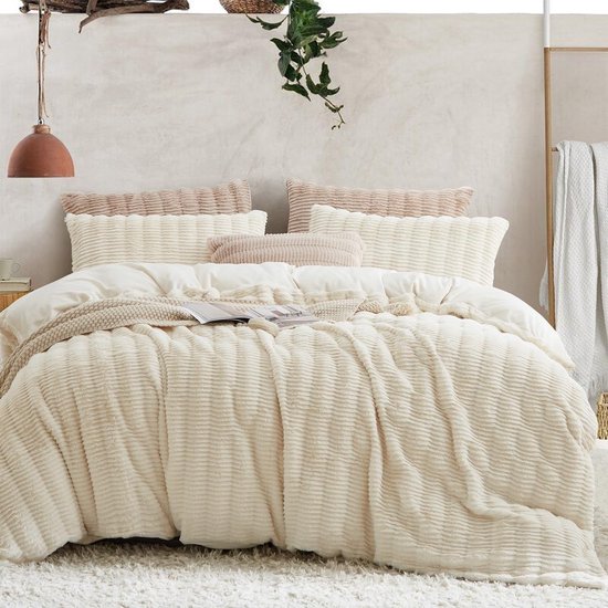 Lanqinglv Kussensloop 40x80cm 2-delige set Pluche Biber Flanell Pluizig Sierkussensloop Kussenhoes Dubbelpak Wit Winter Hoofdkussensloop Set