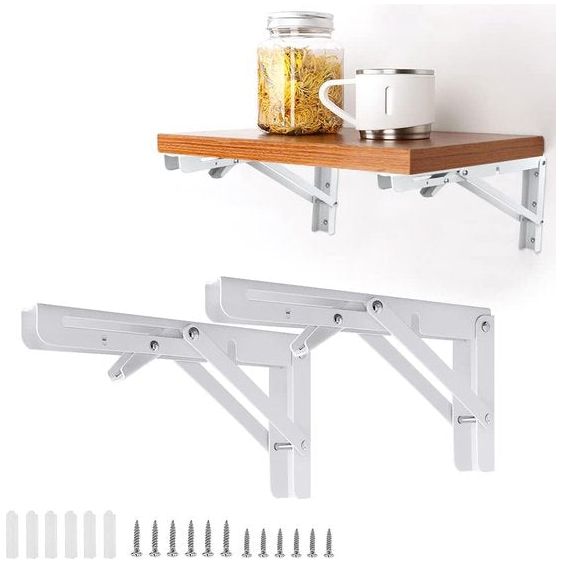 thumbnail: KOTARBAU Klapconsole 200x165mm | Witte Vouwbare Hoeksteun - Draagkracht Tot 100kg