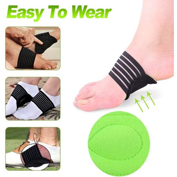 paar steunzolen met compressiekussens, plantaire fasciitismouwen