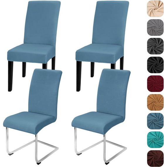 Zindoo Stoelhoezen voor eetkamerstoelen, set van 6, elastisch, afneembaar, wasbaar, duurzaam, voor eetkamer, woonkamer, keuken, banket, kantoor, thuis (strepen in beige en zwart