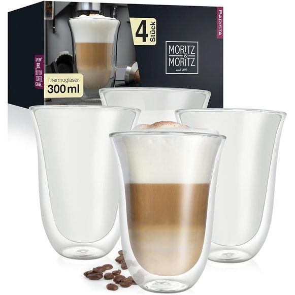 twoant Latte Macchiato glazenset (2 x 400 ml) dubbelwandige glazen, dubbelwandige koffieglazen, theeglazen, cappuccinoglazen, ijskoffie, glazen, thermoglazen, dubbelwandige espressokopjes, glas met 2