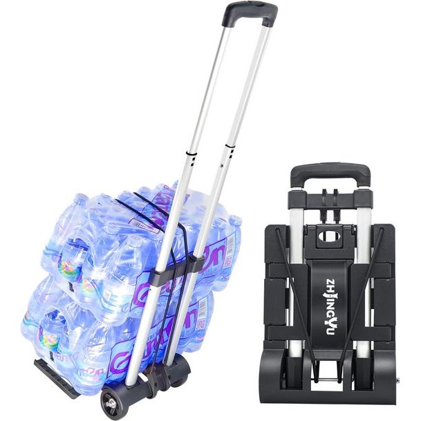 Ronlap Opvouwbare Steekwagen, Handwagen Met 6 Wielen, 2 Elastische Touwen Robuuste Bagagetrolley 225 Kg Capaciteit Voor Het Vervoer Van Bagage Blauw 607128361