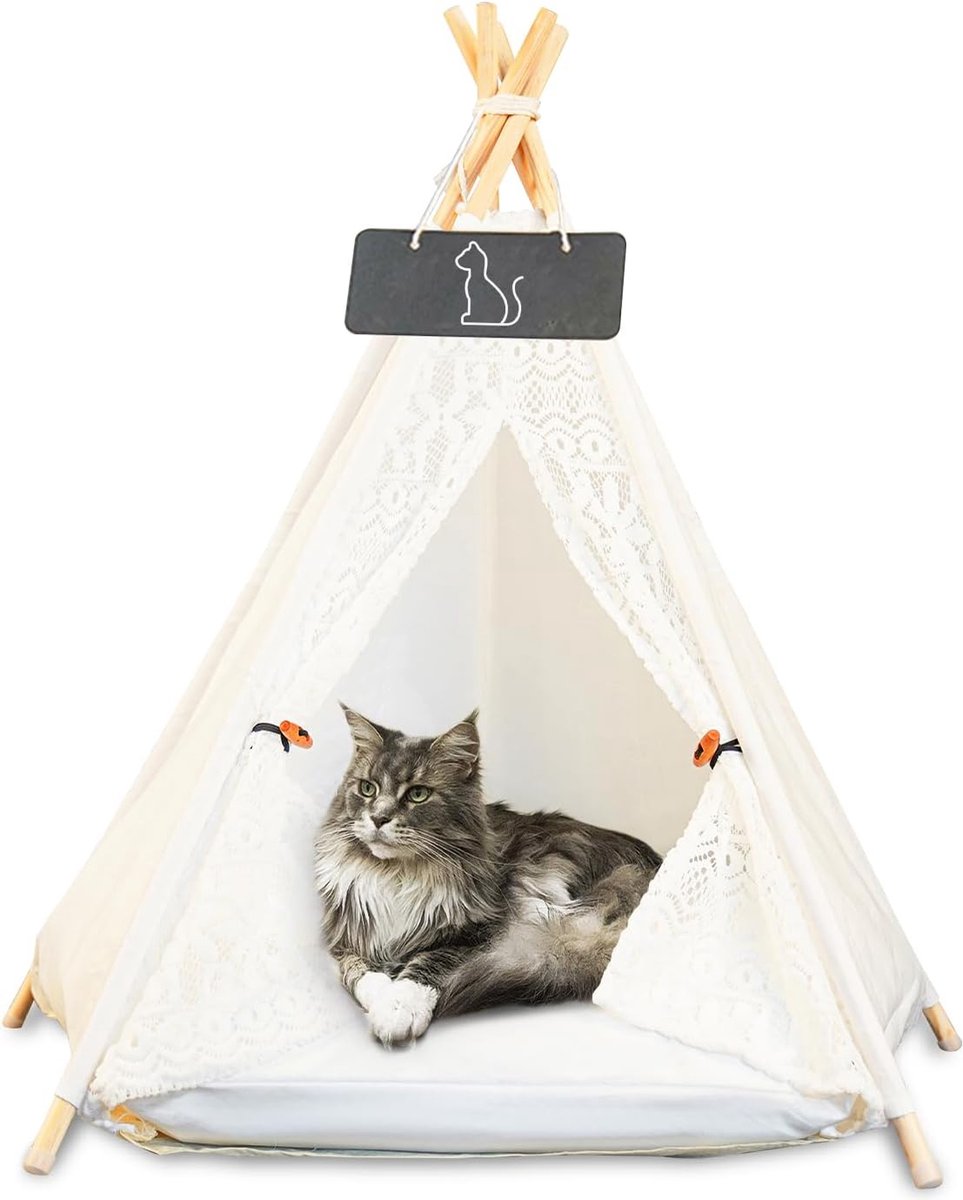 Tipi Tent voor huisdieren, hondentent, kattentent, huisdierentent met Tipi Tent voor huisdieren, hondentent, kattentent, huisdierentent met