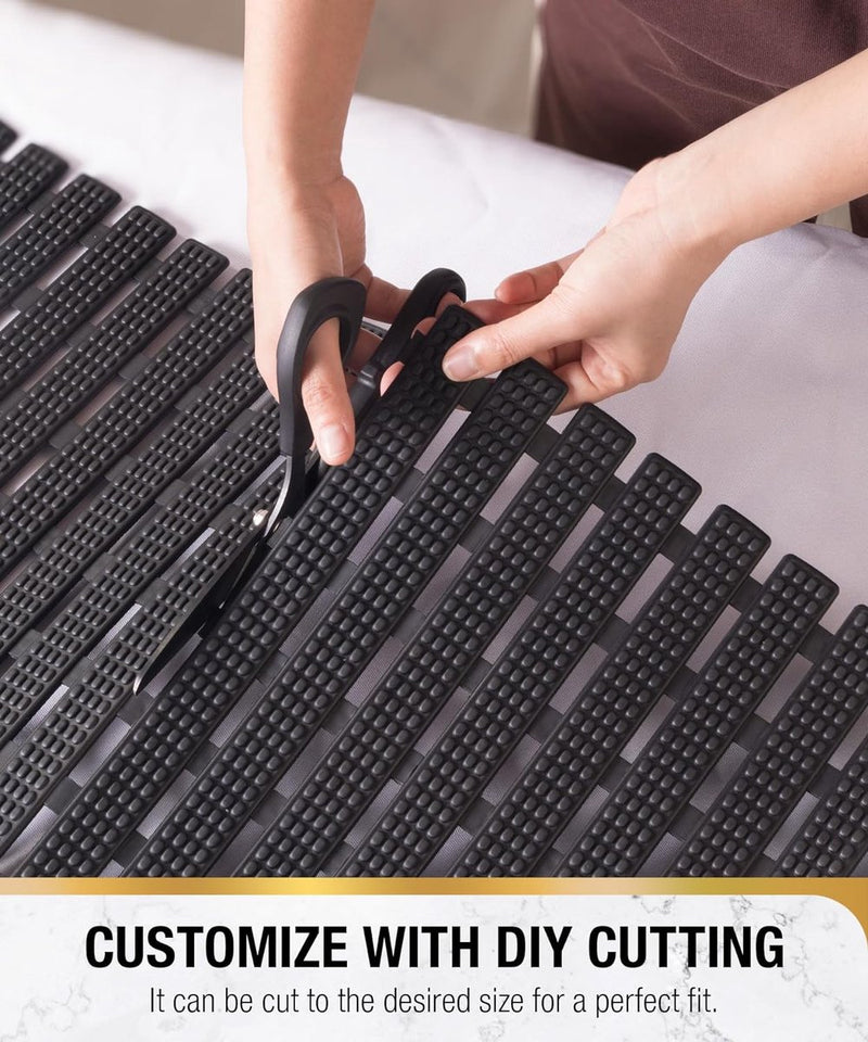 Badmat en douchemat, antislip, 68 x 38 cm, antislip, met zuignappen, douchemat, badkameraccessoires, zwart