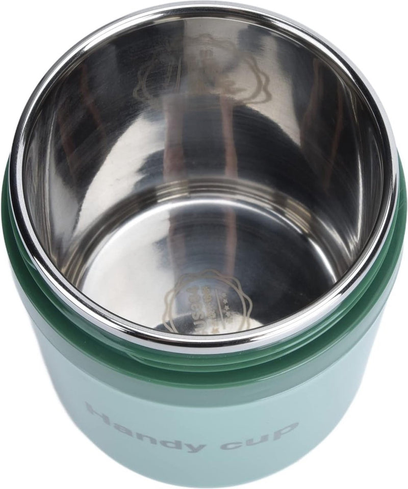 Geïsoleerde soepcontainer voor kinderen, 17 oz, voedselthermos-lunchbox met opvouwbare lepel, roestvrijstalen vacuümlunchbox met brede opening, voor warm/koude gerechten, reizen, groen
