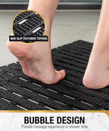 Badmat en douchemat, antislip, 68 x 38 cm, antislip, met zuignappen, douchemat, badkameraccessoires, zwart