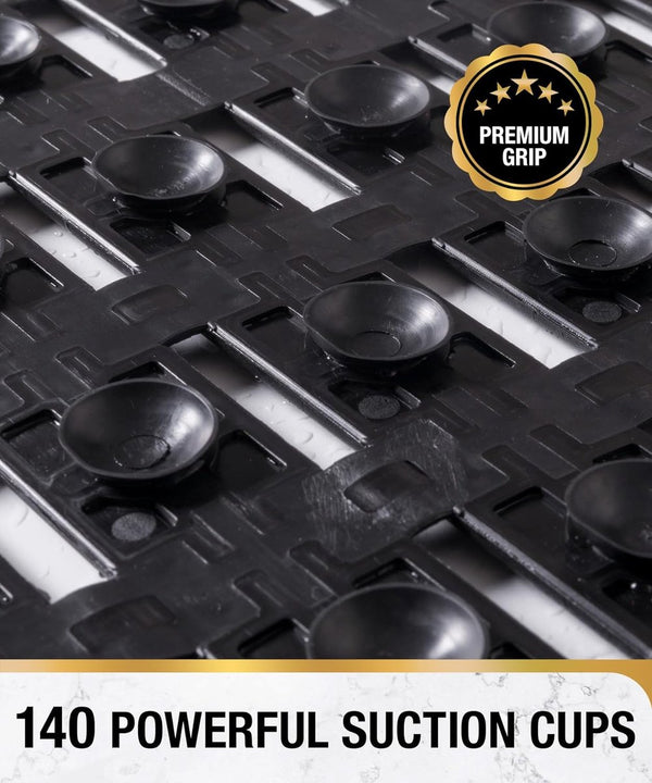 Badmat en douchemat, antislip, 68 x 38 cm, antislip, met zuignappen, douchemat, badkameraccessoires, zwart