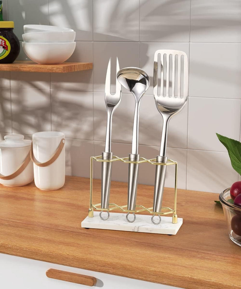 Tandenborstelhouder, 3 vakken, elektrische tandenborstelhouder van hars, voor tandpasta, scheerapparaat, organizer, houder voor wastafel, toilettafel, commode, make-uptafel, goud/marmer, wit