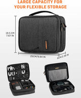 Kabeltas met grote capaciteit, geüpgraded multifunctionele kabeltas, organizer voor powerbank, SD-kaart, USB-stick, mobiele telefoonaccessoires, vakantie, Tech Pouch (donkergrijs), donkergrijs,