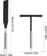 2-delige roestvrijstalen deegverdeler, T-vormige crêpes-distributeur, crêpes-distributeur, roestvrij staal voor pannenkoeken, pannenkoeken, omeletten, voor thuis, keuken, bakken, koken, bakgereedschap