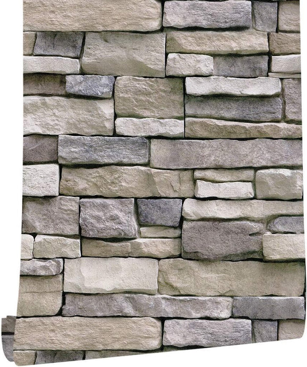 Zelfklevend behang, wandpapier, baksteen, zelfklevende muursticker, vintage baksteenbehang, decoratieve stickers voor meubels, wanddeur, waterdicht (breekgrijs, 45 x 300 cm)