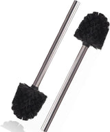 Toiletborstel, wc-borstel met randreiniger, upgrade wc-borstel, gebogen lange steel, kunststof toiletborstelset met sterke borstelharen voor dieptereiniging, 2 stuks, zwart