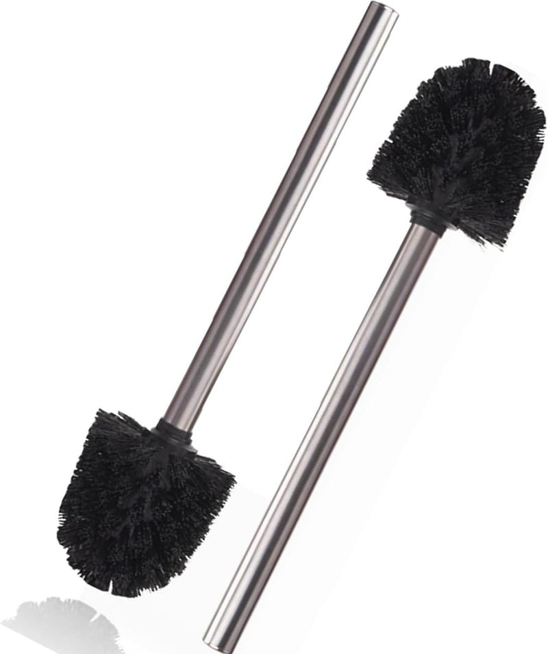 Toiletborstel, wc-borstel met randreiniger, upgrade wc-borstel, gebogen lange steel, kunststof toiletborstelset met sterke borstelharen voor dieptereiniging, 2 stuks, zwart