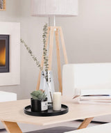 Rond dienblad, marmeren dienblad van hars, decoratief dienblad voor de badkamer, make-up cosmetische organisator, opbergbak voor woonkamer, bureau, keuken, badkamer, mat zwart