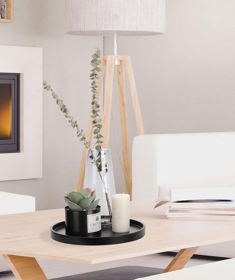 Rond dienblad, marmeren dienblad van hars, decoratief dienblad voor de badkamer, make-up cosmetische organisator, opbergbak voor woonkamer, bureau, keuken, badkamer, mat zwart