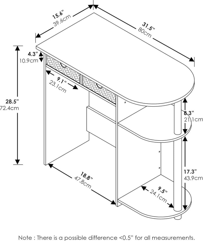 Go Green Home Laptop-Notebook-Computertisch/Tisch, Americano/Edelstahlrohre
