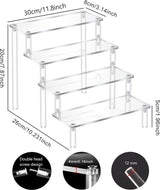 4-traps acryl riser display rek, standaard, tafelblad transparant, parfumorganizer, opslag voor Funko Pops figuren, nagellak, specerijen, cosmetica, kunsthandwerk, sieradenstandaard, cupcake, specerijen, helder