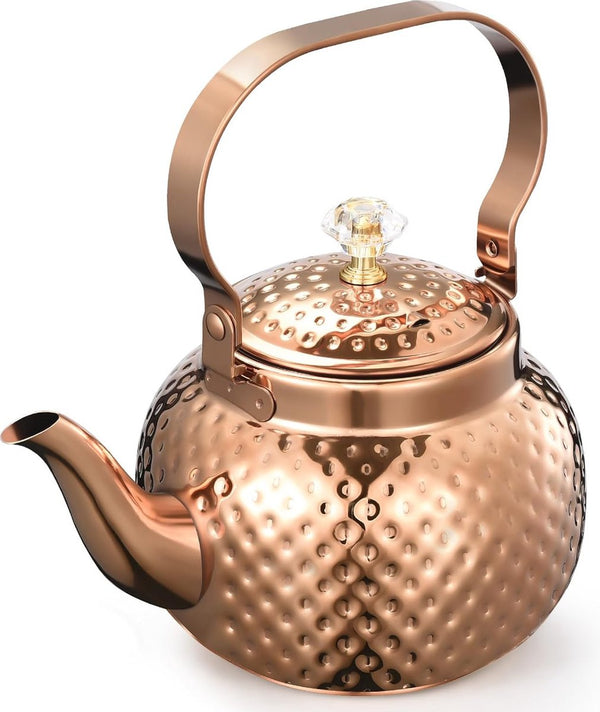 1200 ml theepot / koffiepot, roestvrij stalen theepot met zeefinzet - fijne roestvrijstalen infuser om losse bladeren thee te zetten (brons)