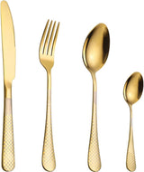 24-delig servies voor 6 personen, roestvrijstalen bestekset, spiegel, keukenbestek met mes, vork, lepel, koffielepel, vaatwasmachinebestendig