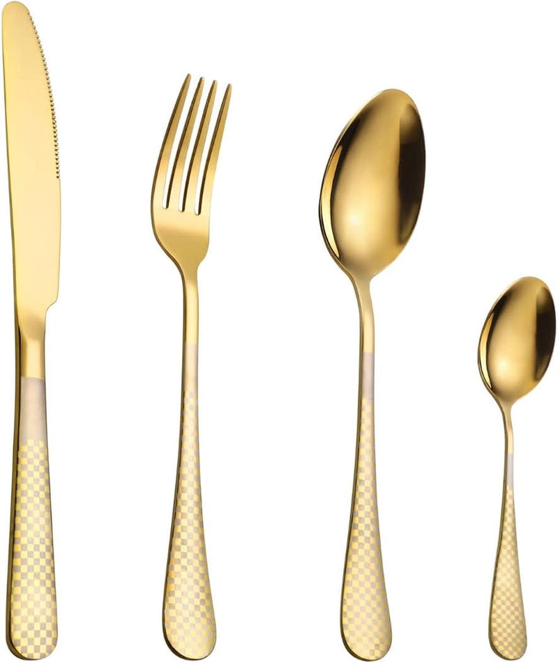 24-delig servies voor 6 personen, roestvrijstalen bestekset, spiegel, keukenbestek met mes, vork, lepel, koffielepel, vaatwasmachinebestendig