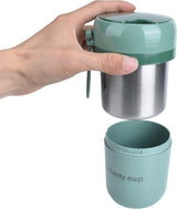 Geïsoleerde soepcontainer voor kinderen, 17 oz, voedselthermos-lunchbox met opvouwbare lepel, roestvrijstalen vacuümlunchbox met brede opening, voor warm/koude gerechten, reizen, groen