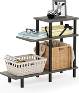 bijzettafel met 3 niveaus, hout, Frans eiken grijs/zwart, 29,49 x 80 x 65,1 cm