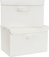 Opbergdozen met deksel, 2 stuks opbergdozen met deksel, opvouwbare organizerdozen stof, opbergmand met deksels voor kleding, witte vouwdozen met deksels voor kledingkast