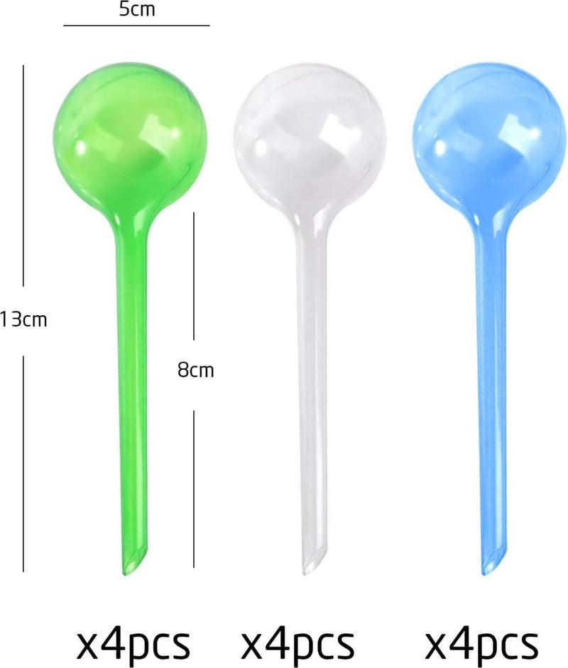 12 stuks bewateringsballen, automatisch bewateringsapparaat, automatisch bewateringssysteem voor planten, hulpmiddel bij het bewateren van bloempotten, voor groenten, potplanten, bloemen (13 x 5 cm)