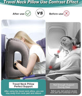 Opblaasbaar nekkussen voor vliegtuigreizen, draagbaar reiskussen, neksteunkussen, comfortabel ondersteunt hoofd en kin, kussen voor treinen, auto's, kantoor, huis (hogere versie, grijs)