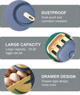 Eierhouder, eierbewaardoos, eierbox met lade, stapelbare eierhouder, automatische eierbox, multifunctionele eierbox voor koelkast, keuken