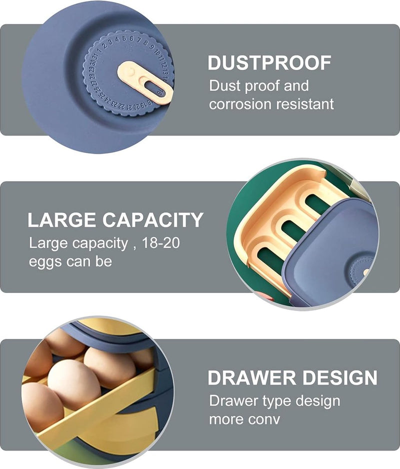 Eierhouder, eierbewaardoos, eierbox met lade, stapelbare eierhouder, automatische eierbox, multifunctionele eierbox voor koelkast, keuken