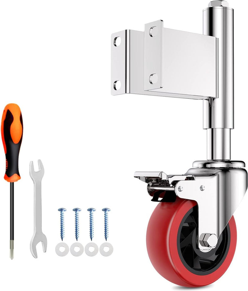 Veerbelaste poortwielen, 125 mm, robuuste hardware stalen deuren tot 200 kg dragen voor gebruik op de boerderij, in landgoed en thuis, rood met rem