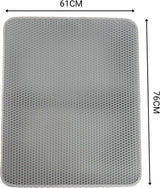 Kattenbakmat voor kattenbak met anti-slip coating, 76 x 61 x 1,3 cm, kattenbakmat, waterdicht en gemakkelijk te reinigen, effectieve opname van kattenbakvulling in honingraatdesign, grijs
