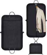 Hoogwaardige stofkap voor het opbergen van pakken, kleding en zakelijke jassen, ademende stofkap met handvat en ritssluiting, geschikt voor reizen, zwart, 100 x 60 cm