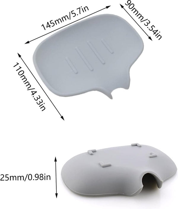 Siliconen zeepbakje met afvoer Zeepbakjes Zonder boren Zeepbakje voor badkamer Douche voor douche / badkamer / keuken Handwas Zeepbakje voor het drooghouden van zeep 2 stuks grijs / wit