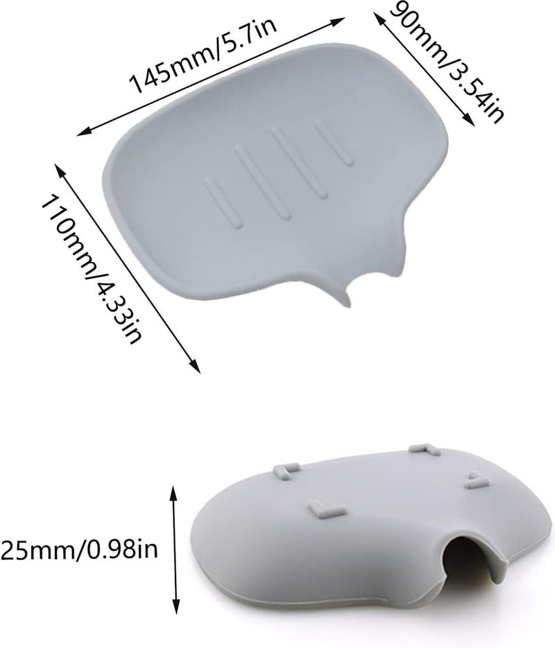 Siliconen zeepbakje met afvoer Zeepbakjes Zonder boren Zeepbakje voor badkamer Douche voor douche / badkamer / keuken Handwas Zeepbakje voor het drooghouden van zeep 2 stuks grijs / wit