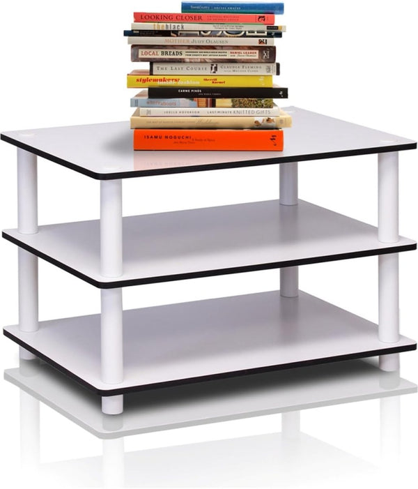 Just 3-Tier No Tools TV-standaard, TV-standaard, salontafel, wit, 59,9 (breedte) x 39,6 (hoogte) x 39,6 (diepte) cm