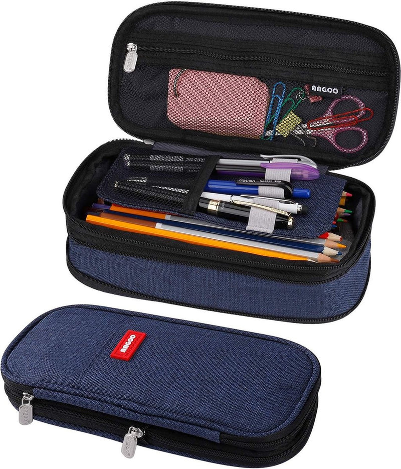 Etui Grote capaciteit Etui Make-up Tas Briefpapier Organizer voor Studenten School Kantoor Donkerblauw