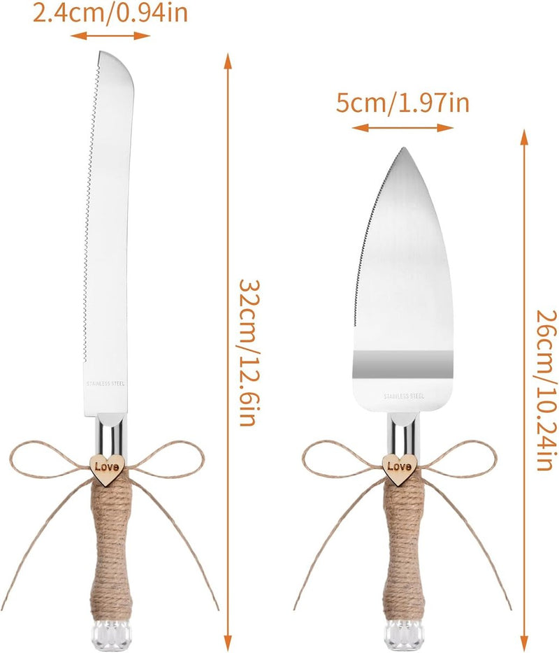 Bruidstaartserveerset, elegant taartmes en taartschep, perfecte taartsnijset voor bruiloft, feest en jubileum