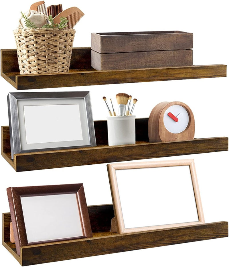 40 cm lange wandplanken, rustieke zwevende planken, fotolijst voor woonkamer, keuken, kinderkamer of slaapkamer, 3 stuks met verschillende maten