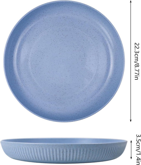 Set van 6 borden, 22,3 cm, herbruikbare kunststof borden, onbreekbare kunststof platen, set voor salade, pasta, party, thuis, magnetron en vaatwasmachinebestendig