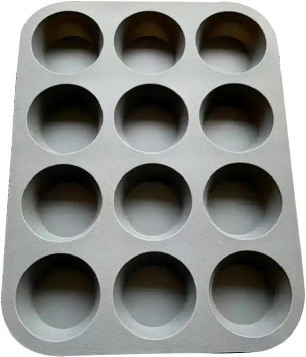 siliconen muffinvorm, 12 holtes, antiaanbaklaag siliconen bakvorm, siliconen cupcakevorm, siliconen mal (12 holtes, siliconen grijs)