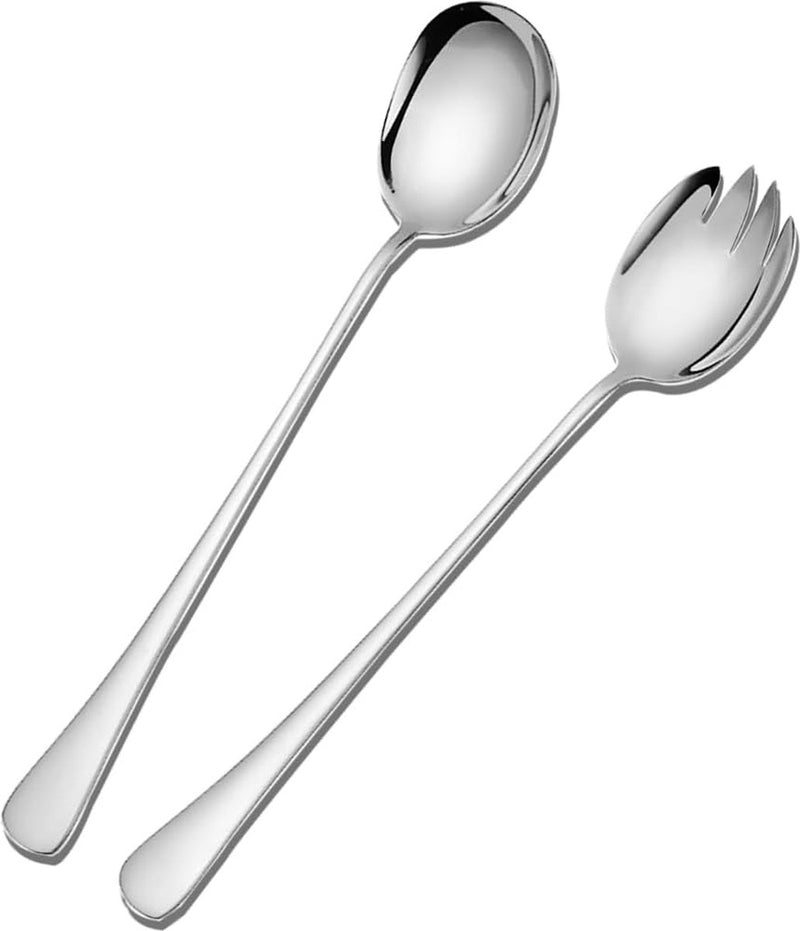 Saladebestekset, saladelepels van roestvrij staal en saladevorken van roestvrij staal, saladeserverset voor restaurants, hotel, feest, buffet (2 stuks)
