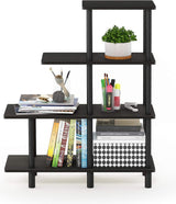 Decoratieve plank met 4 niveaus, hout, espresso/zwart, 29,49 x 80 x 100,2 cm